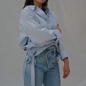 Citizens of Humanity Cropped Button Down with Cute tie detail